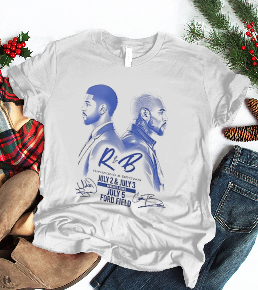 R&B Tour Chris Brown Usher Raymond Detroit Lions Ford Field T-Shirt