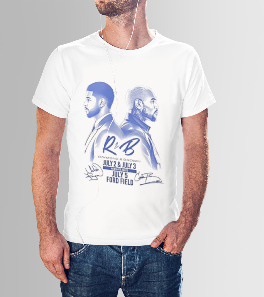R&B Tour Chris Brown Usher Raymond Detroit Lions Ford Field T-Shirt