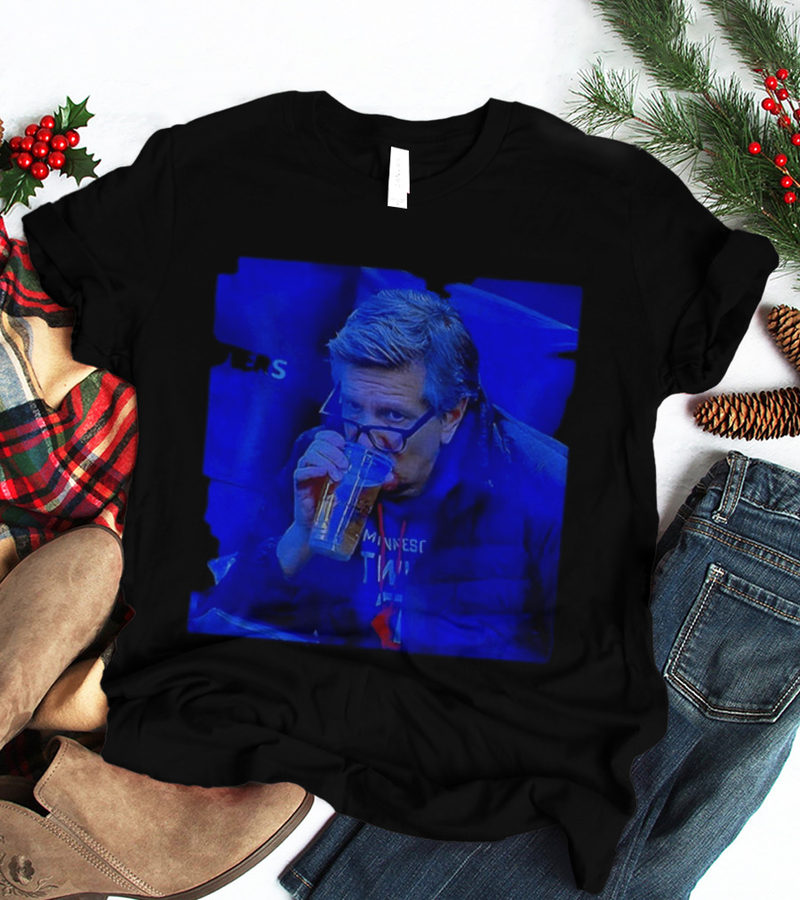 Minnesota Timberwolves Chris Finch NBA Basketball Drinking Beer Image T-Shirt