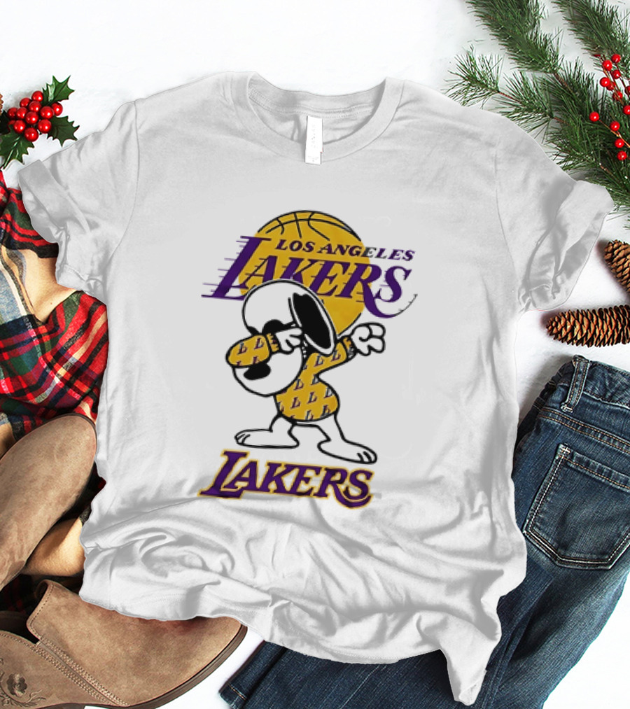 Dabbing Snoopy Los Angeles Lakers Basketball Mashup T-Shirt