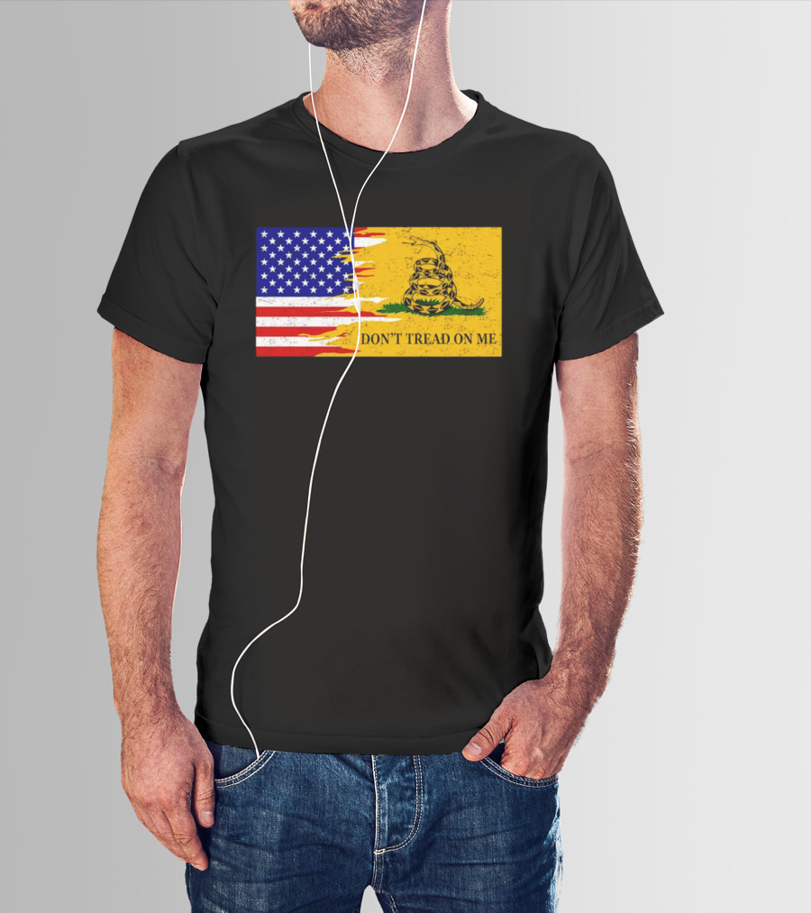 Don't Tread On Me American Flag Gadsden Snake T-Shirt