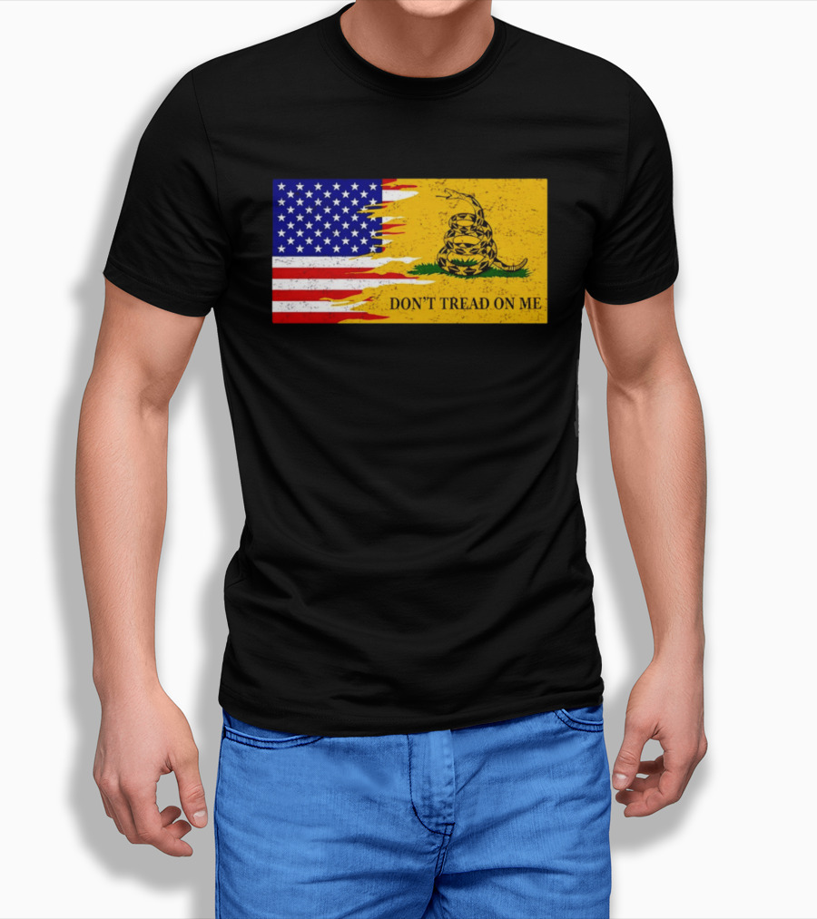 Don't Tread On Me American Flag Gadsden Snake T-Shirt