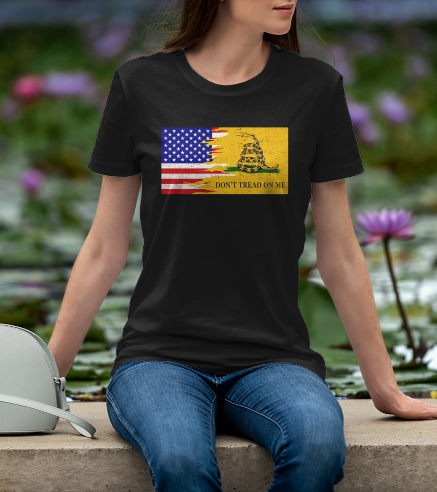 Don't Tread On Me American Flag Gadsden Snake T-Shirt