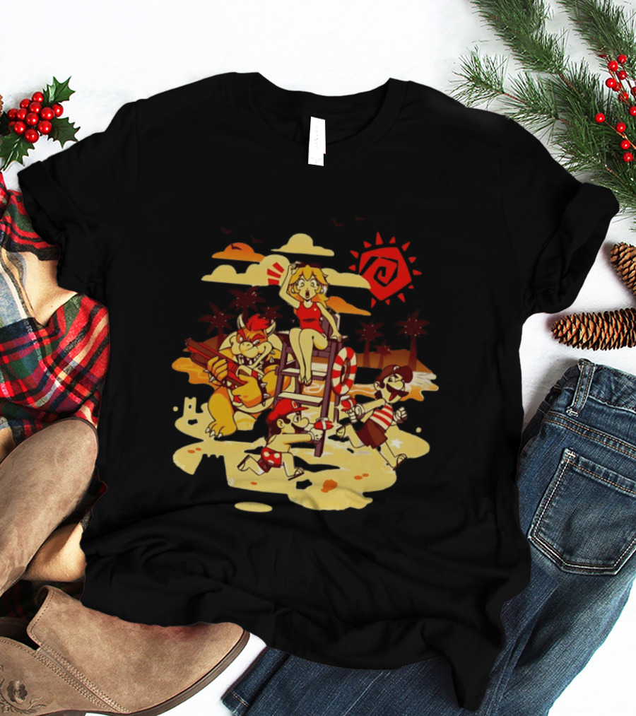 Frenemies Summer Beach Fun Mario Luigi Princess Peach Bowser Adventure T-Shirt