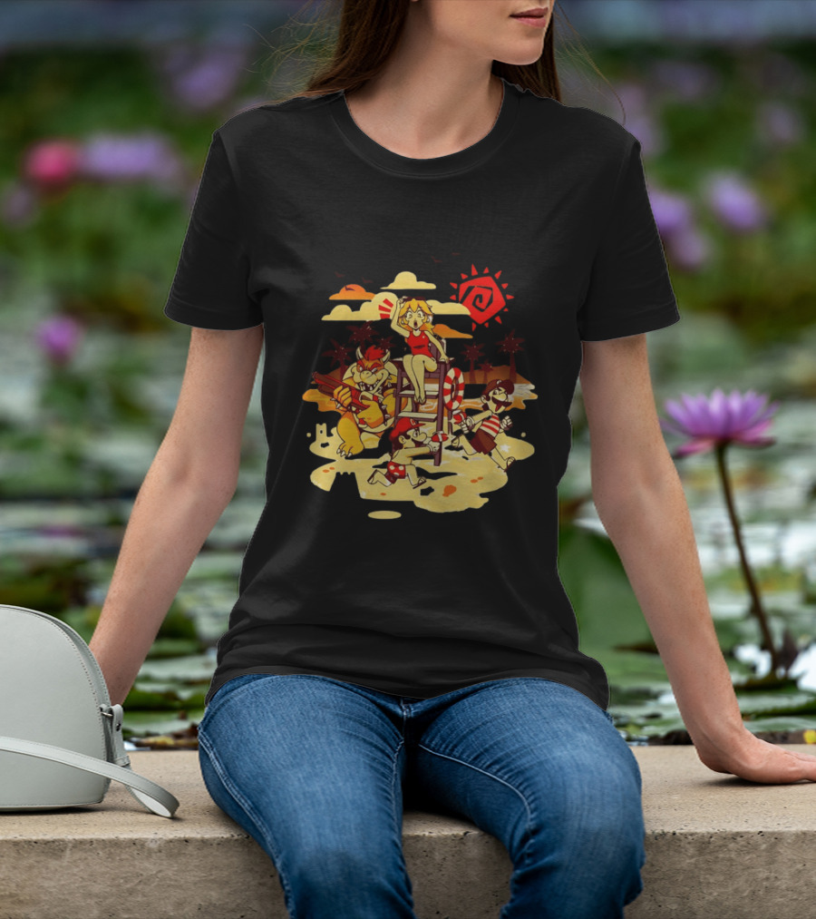 Frenemies Summer Beach Fun Mario Luigi Princess Peach Bowser Adventure T-Shirt