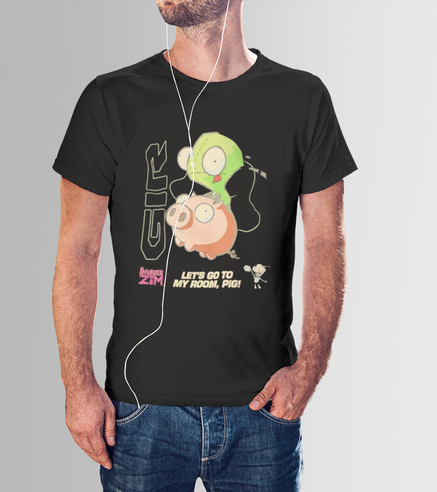 GIR Invader Zim Let's Go To My Room Pig Ride Adventure T-Shirt