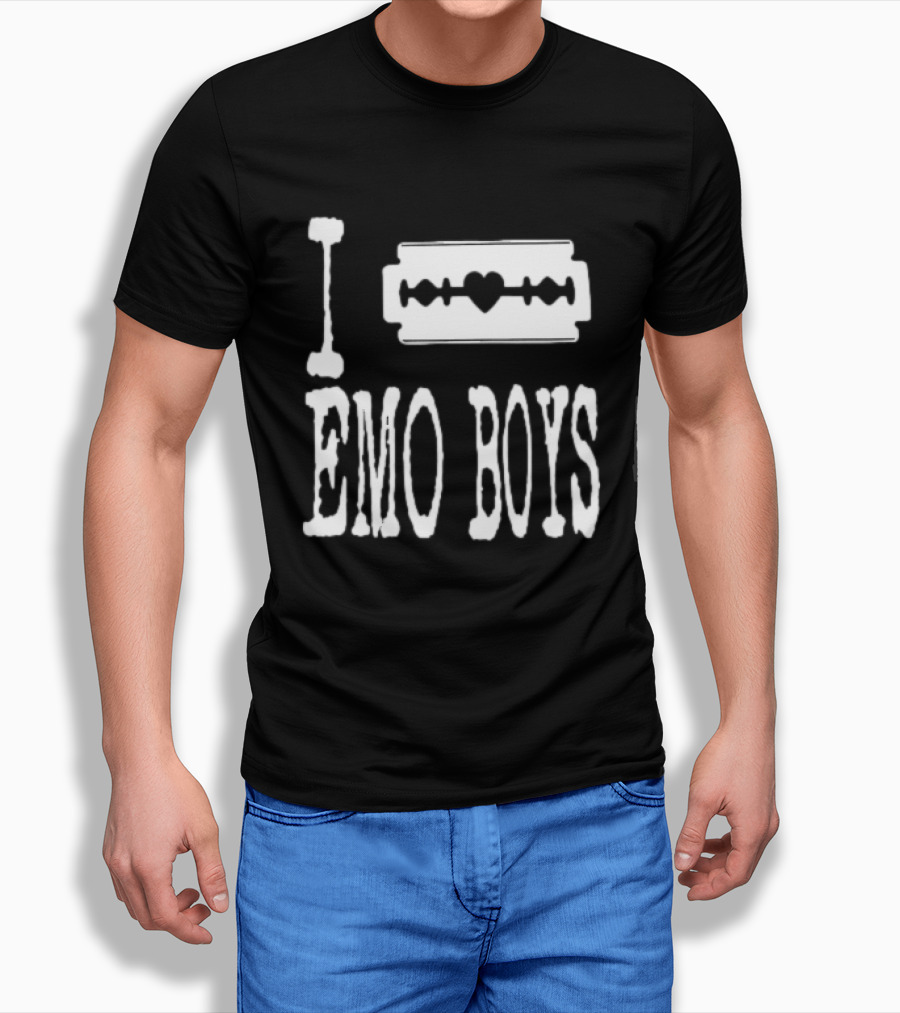 I Emo Boys Heart Razor Blade T-Shirt