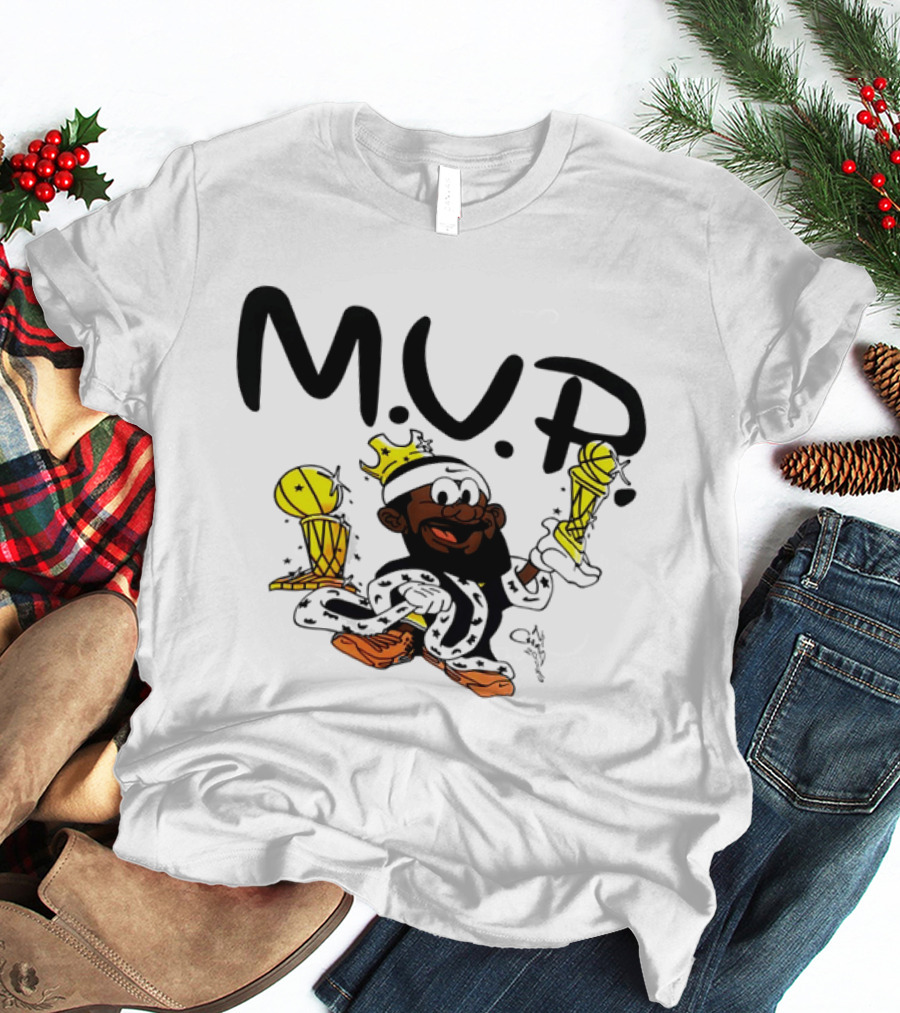 Lebron James MVP Cartoon With Trophy And Crown Lakers Basketball Bubble Boy T-Shirt