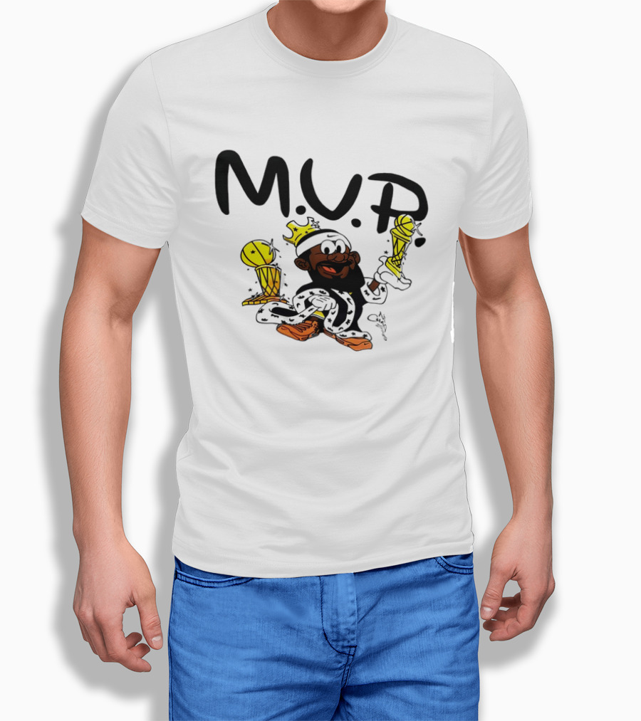 Lebron James MVP Cartoon With Trophy And Crown Lakers Basketball Bubble Boy T-Shirt