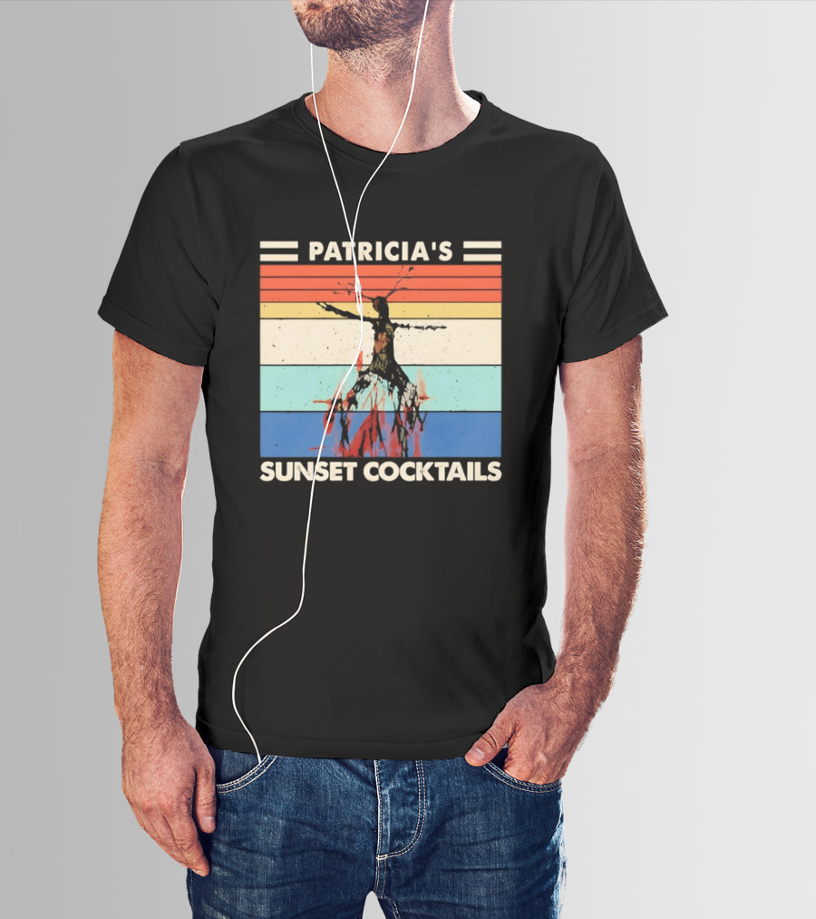 Patricia's Sunset Cocktails Vintage Beach Stripes T-Shirt