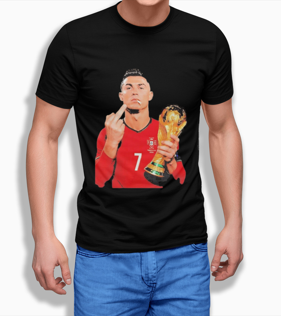 Cristiano Ronaldo Portugal 7 Middle Finger World Cup Trophy T-Shirt