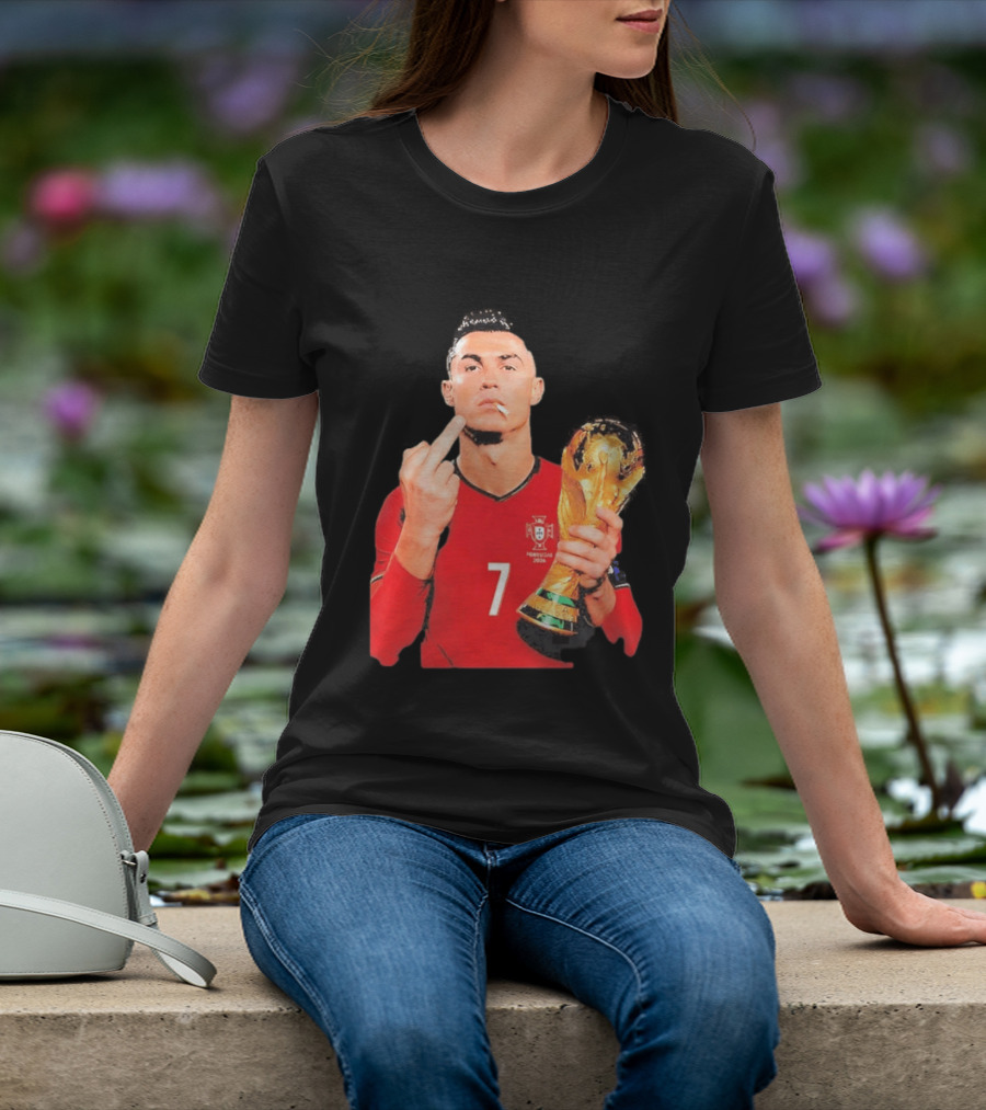 Cristiano Ronaldo Portugal 7 Middle Finger World Cup Trophy T-Shirt