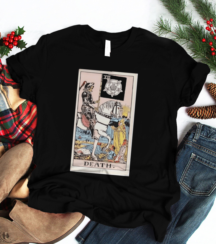 XIII Death Rider Of The Apocalypse Tarot Card Skeleton On Horse Flag XIII T-Shirt