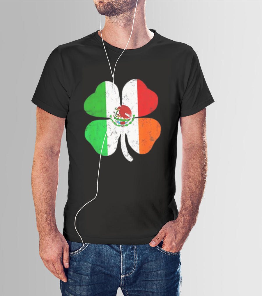 Mexican Irish Shamrock Flag St Patrick's Mexico Ireland Unity T-Shirt