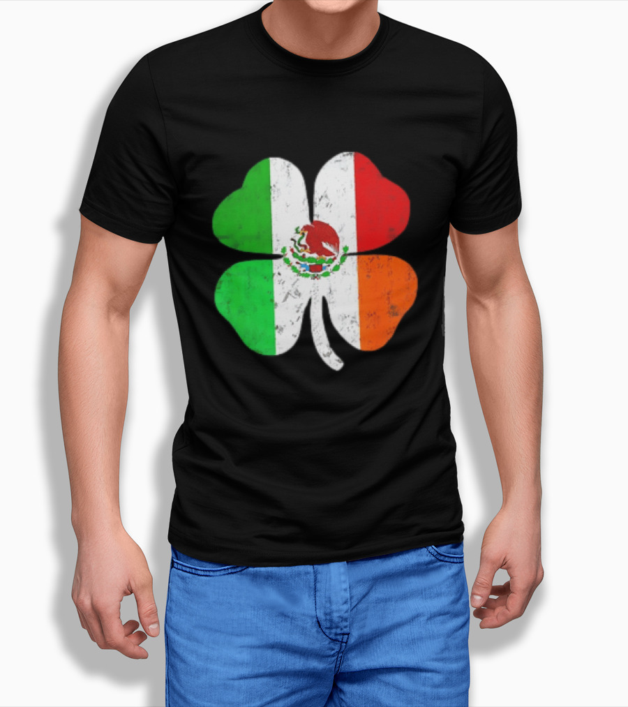Mexican Irish Shamrock Flag St Patrick's Mexico Ireland Unity T-Shirt
