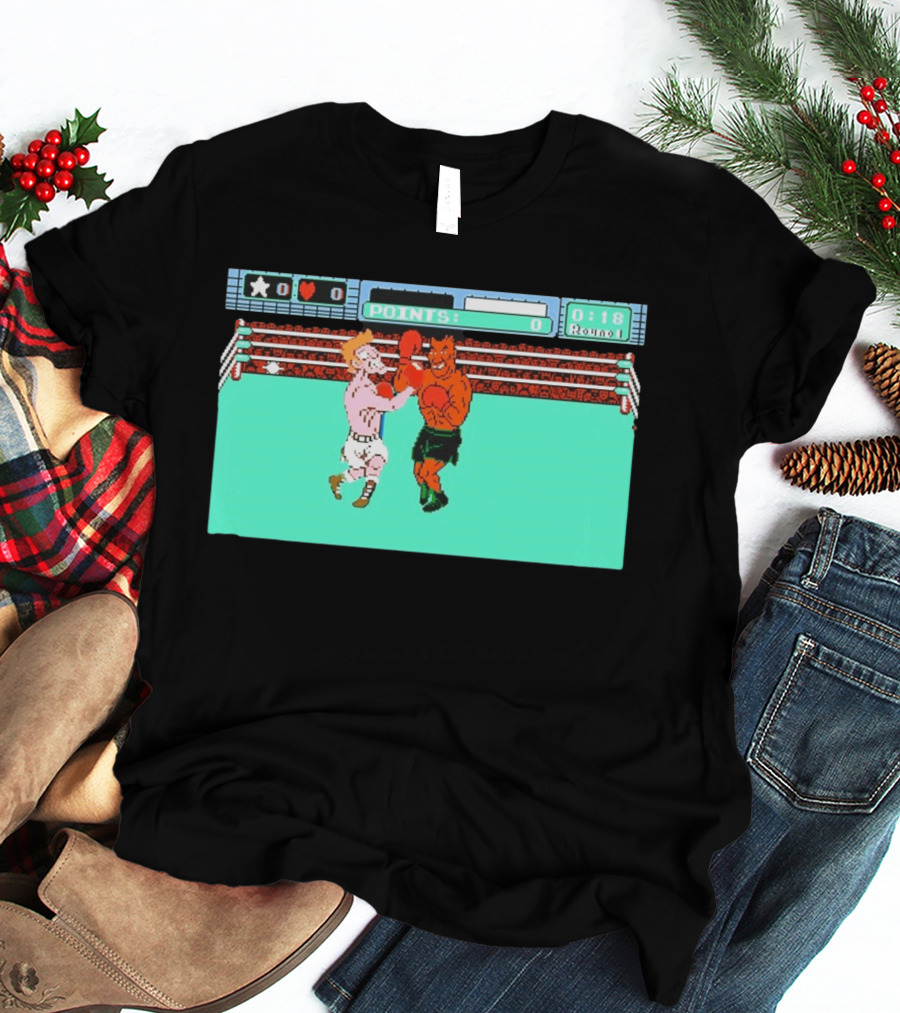 Punch Out NES Classic Mike Tyson Boxing Scene Retro 8 Bit Video Game T-Shirt