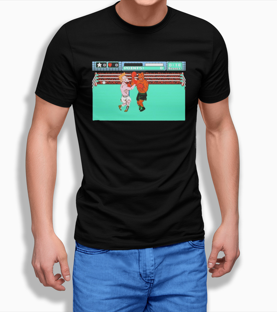 Punch Out NES Classic Mike Tyson Boxing Scene Retro 8 Bit Video Game T-Shirt