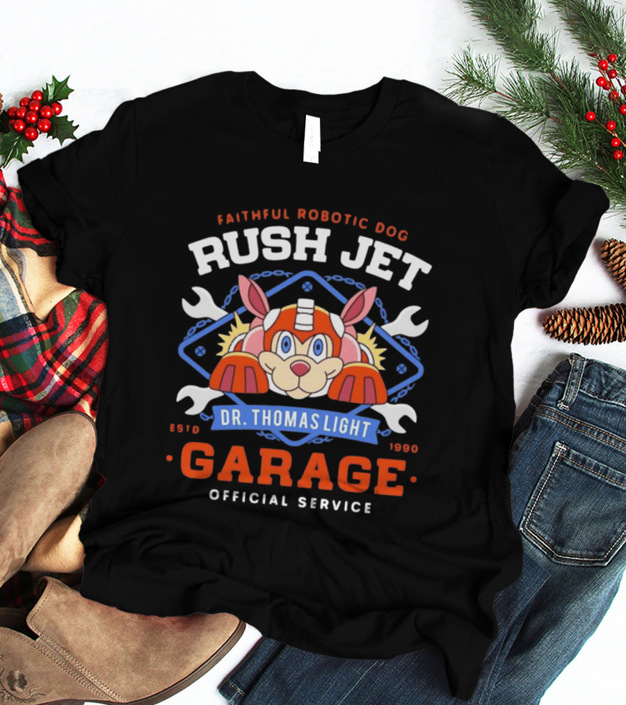 Faithful Robotic Dog Rush Jet Dr Thomas Light Garage Estd 1990 Official Service T-Shirt