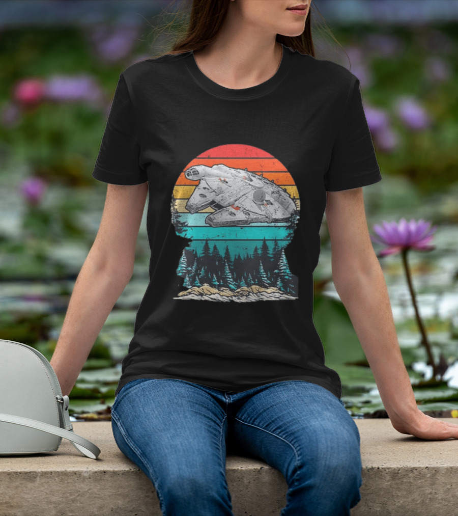Star Wars Millennium Falcon Forest Sunset T-Shirt