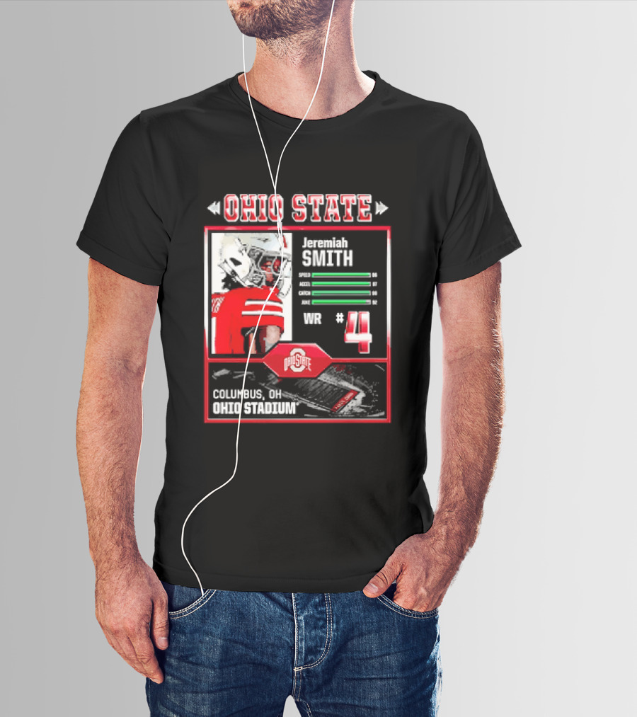 Ohio State Buckeyes Jeremiah Smith Columbus Football Ohio Stadium Number 4 T-Shirt
