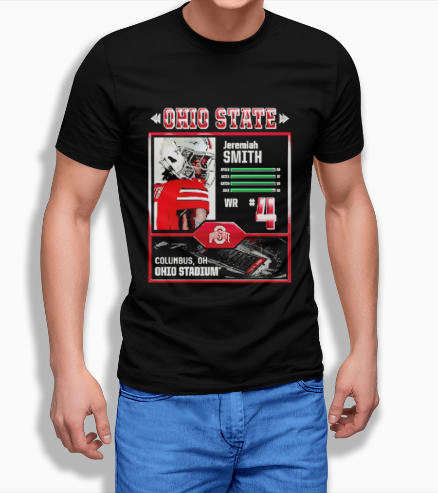Ohio State Buckeyes Jeremiah Smith Columbus Football Ohio Stadium Number 4 T-Shirt
