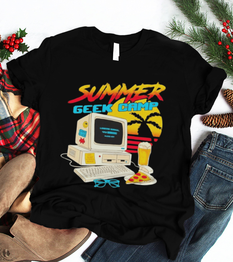 Summer Geek Camp Eat Sleep Code Repeat Loading Computer Pizza Beer T-Shirt