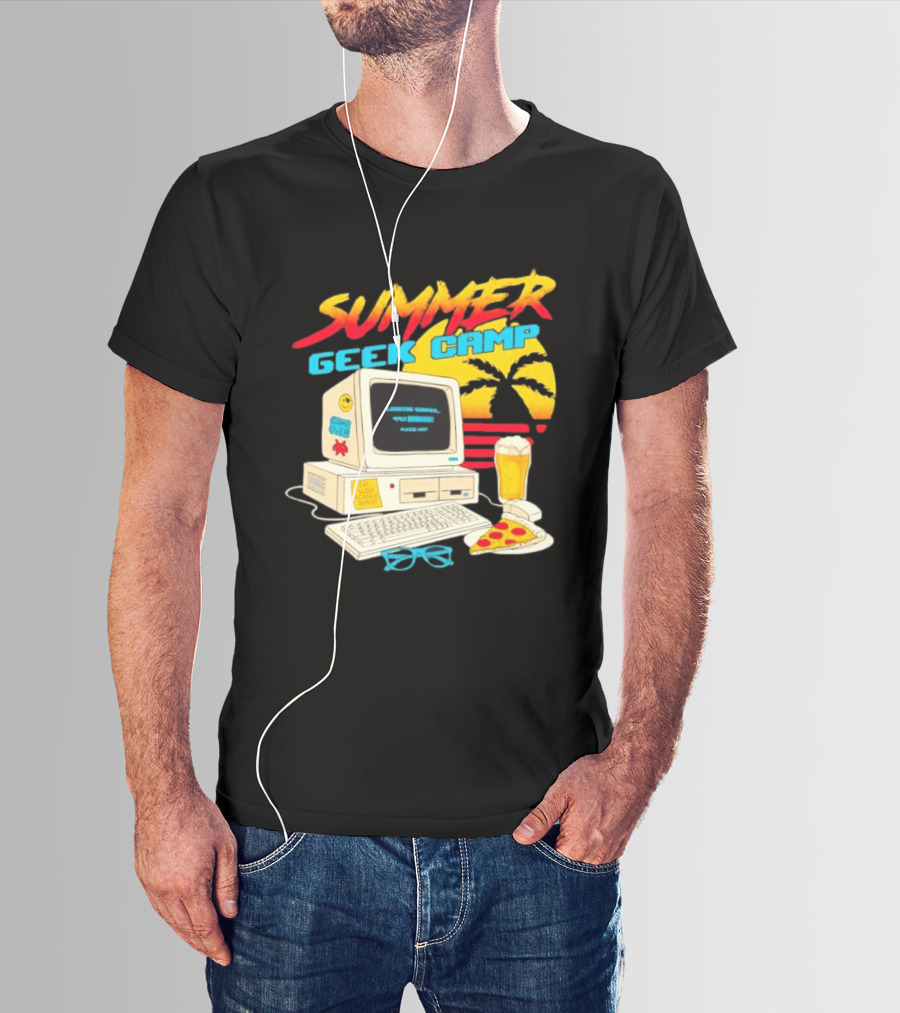 Summer Geek Camp Eat Sleep Code Repeat Loading Computer Pizza Beer T-Shirt
