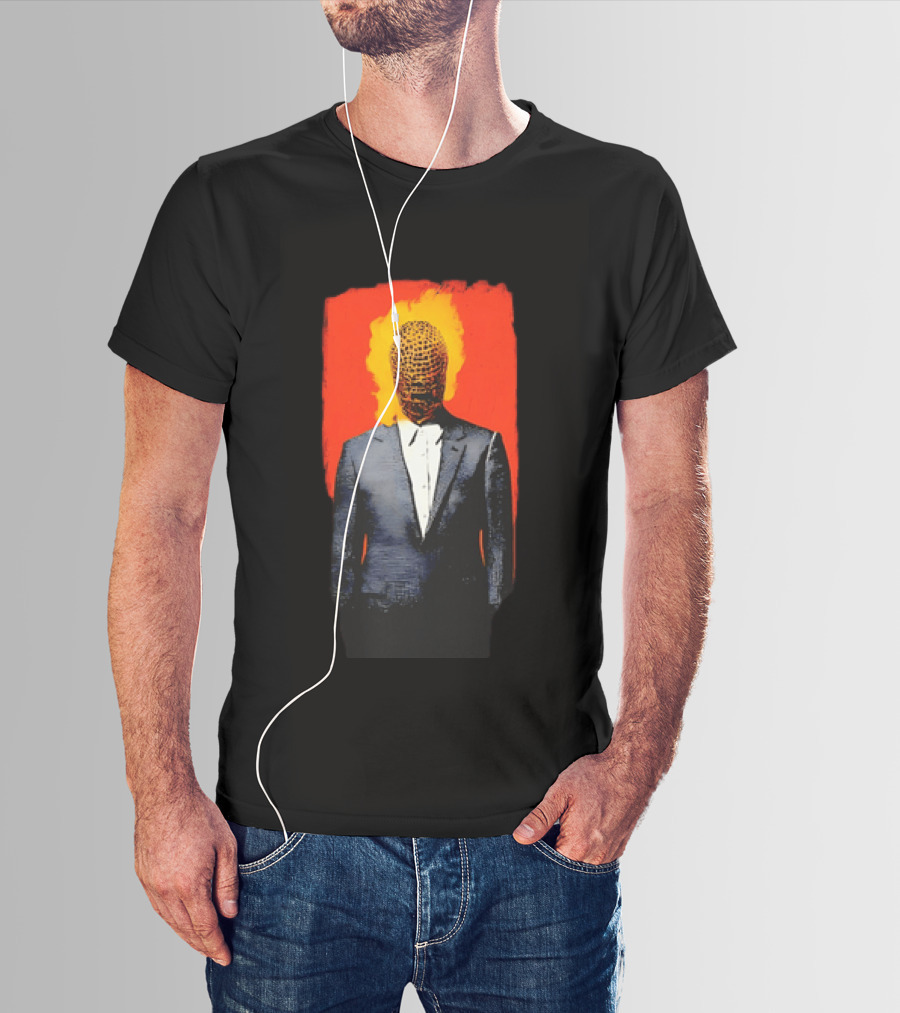 Ignition Man In Tuxedo With Fiery Head On Bold Red T-Shirt