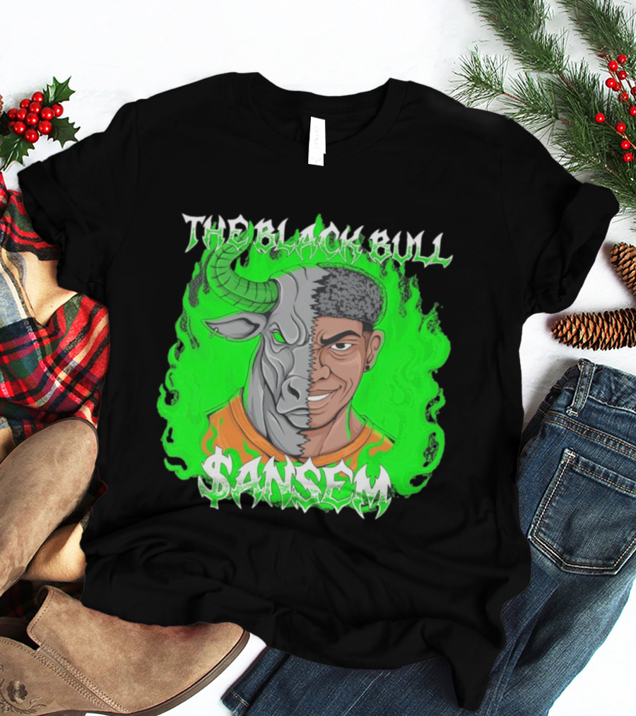 The Black Bull Sansem Half Man Half Bull Green Fire Fusion T-Shirt