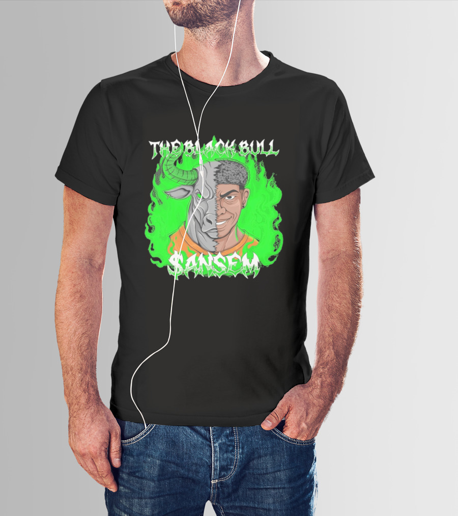 The Black Bull Sansem Half Man Half Bull Green Fire Fusion T-Shirt