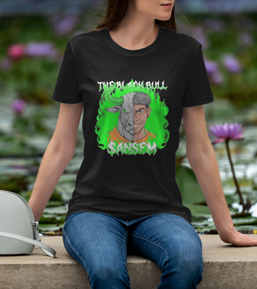 The Black Bull Sansem Half Man Half Bull Green Fire Fusion T-Shirt