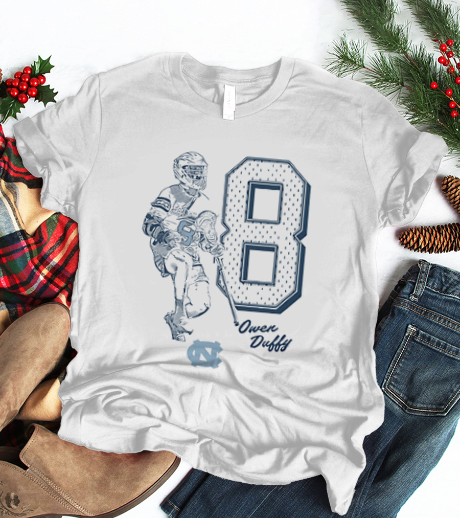 North Carolina Tar Heels Owen Duffy Number 8 Lacrosse T-Shirt