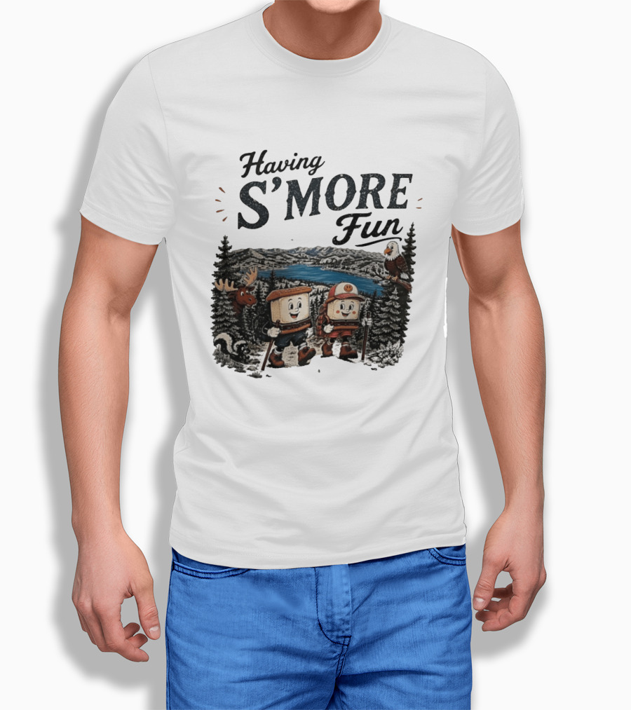 Having S'More Fun Camping Hiking At Bear Lake With Wildlife And Nature Scene T-Shirt