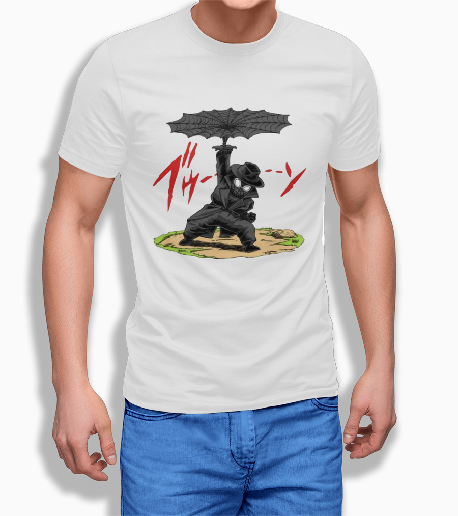 Spider Man Noir Marvel Comics Japanese Text Umbrella Scene T-Shirt