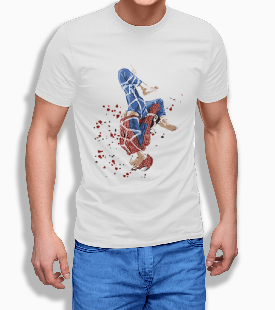 Spider Man Shibari Upside Down Rope Art With Red Flowers T-Shirt