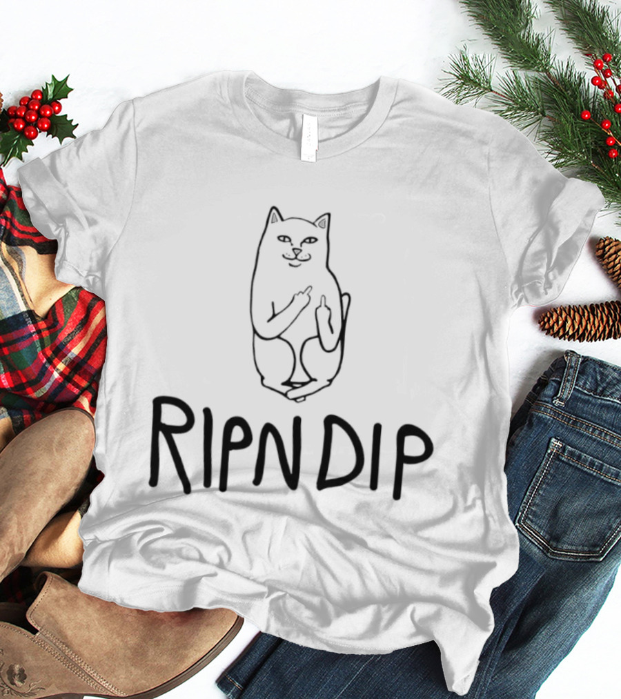 Lord Nermal Ripndip Cat Middle Fingers Flipping Fun T-Shirt