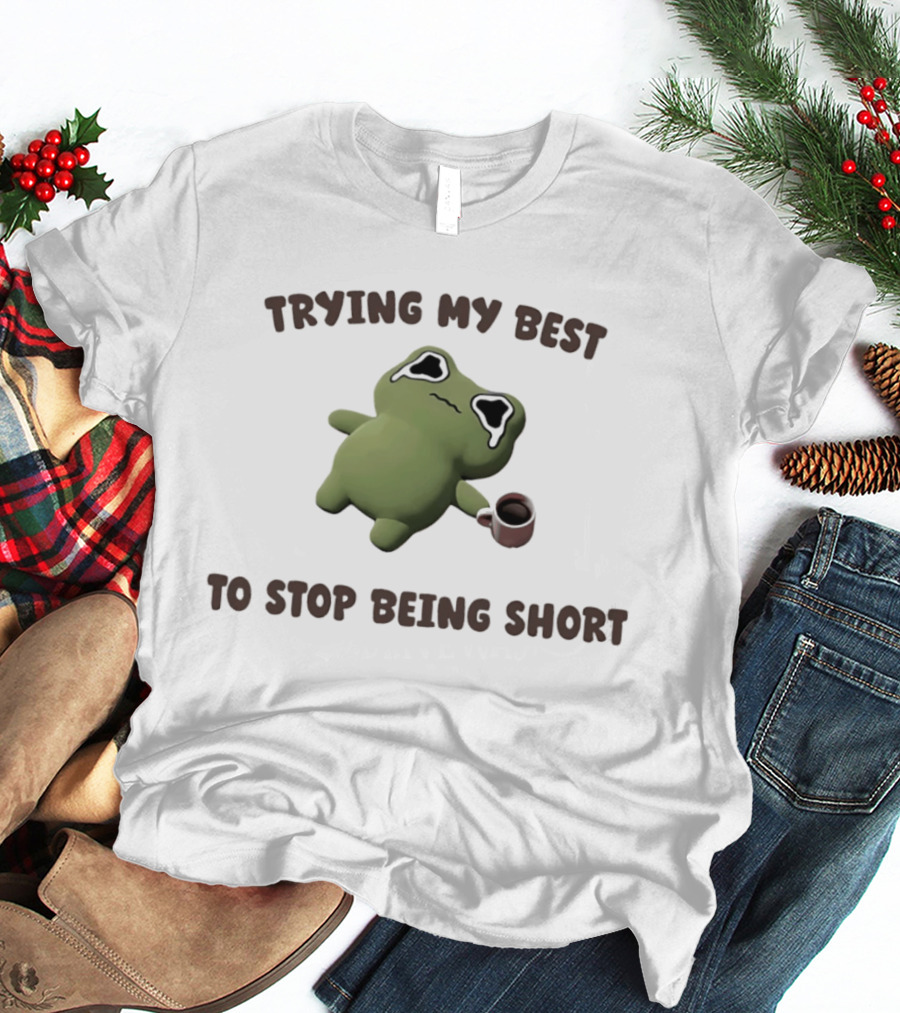 Trying My Best Crying Frog Meme Humor With Coffee Cup T-Shirt