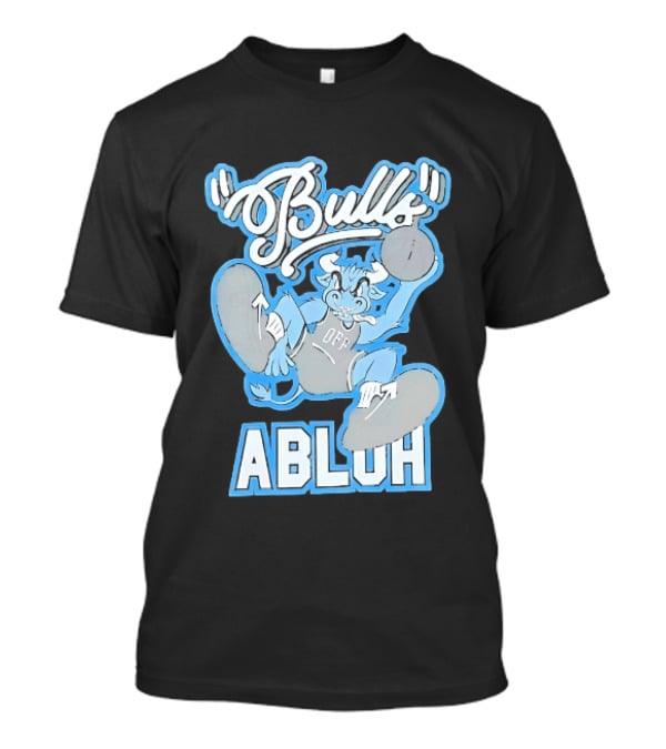 Bulls Abluh Off Blue Cartoon Basketball Character Jumping T-Shirt