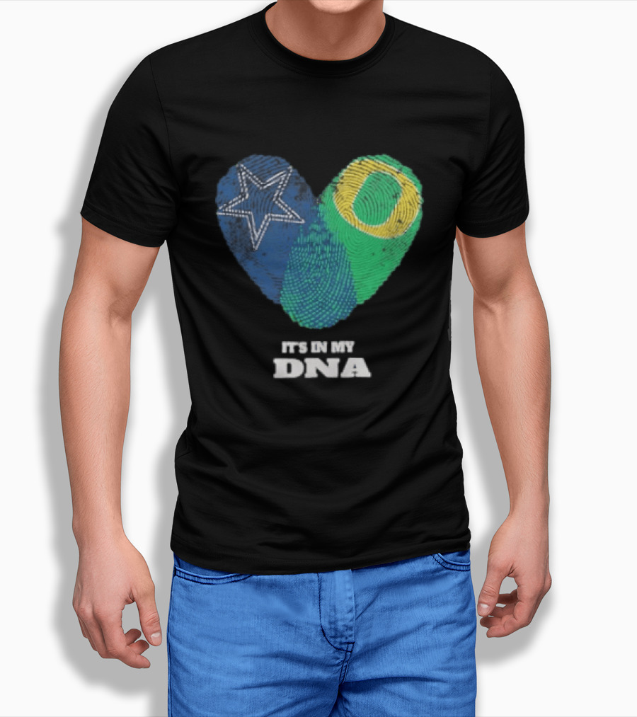 It's In My DNA Dallas Cowboys Oregon Ducks Heart Fingerprint T-Shirt