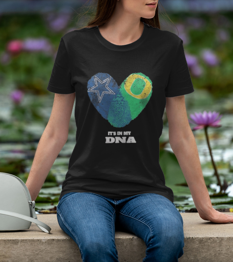 It's In My DNA Dallas Cowboys Oregon Ducks Heart Fingerprint T-Shirt