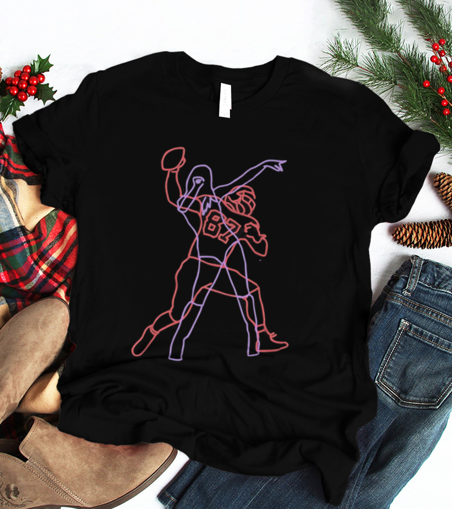 Kansas City Chiefs Cheerleader Football Player 87 Neon T-Shirt