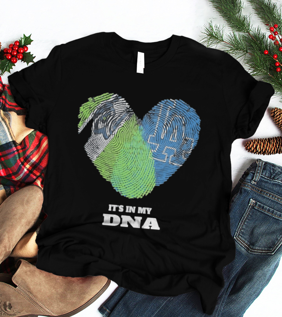 It's In My DNA Seattle Seahawks Los Angeles Dodgers Fingerprint T-Shirt