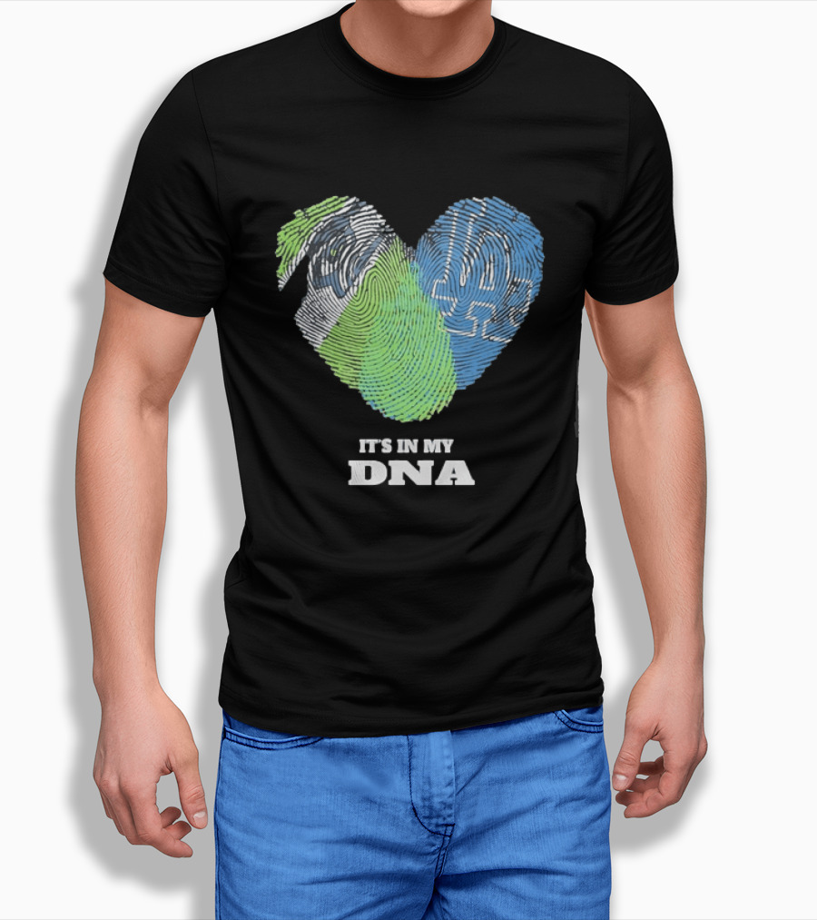 It's In My DNA Seattle Seahawks Los Angeles Dodgers Fingerprint T-Shirt