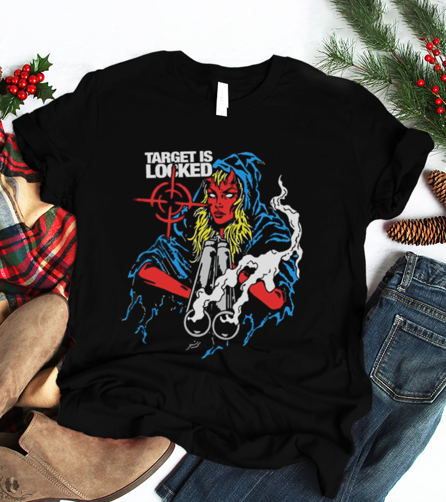 Target Is Locked Devil Woman Aiming Shotgun T-Shirt