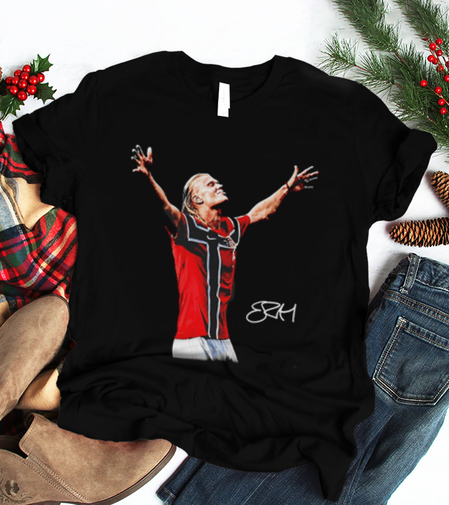 Erling Haaland Norway National Team SRH Autograph Celebration T-Shirt