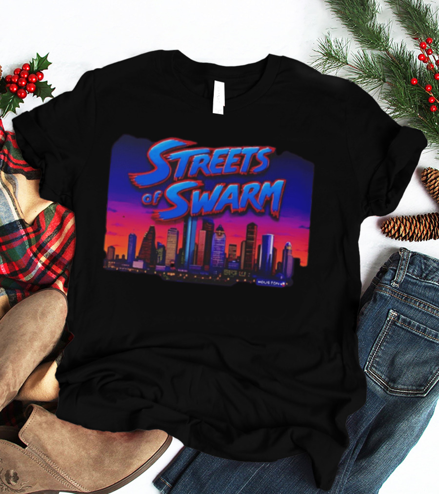 Streets Of Swarm Houston Texans Arcade Skyline Skyline T-Shirt