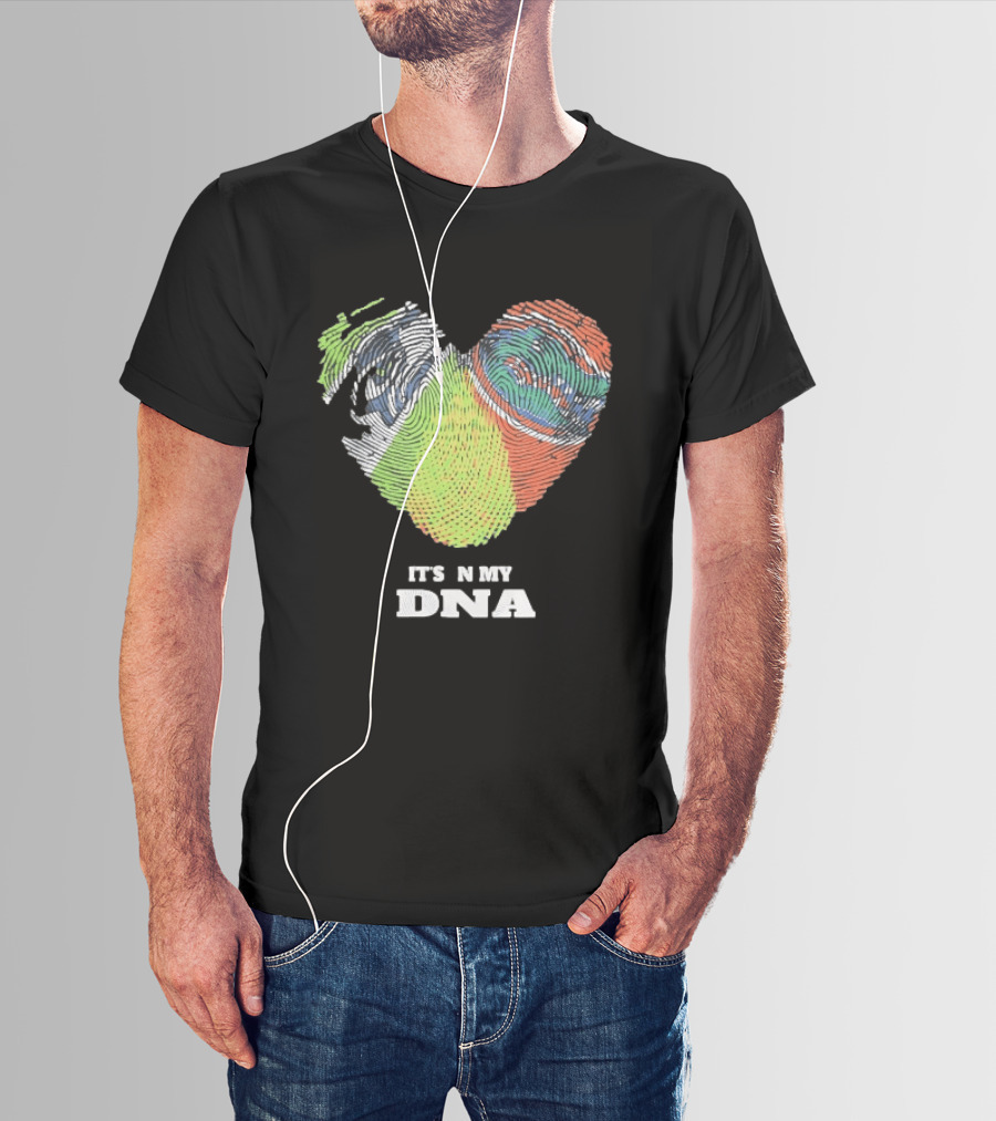 It's In My DNA Ireland And India Fingerprint Heart T-Shirt