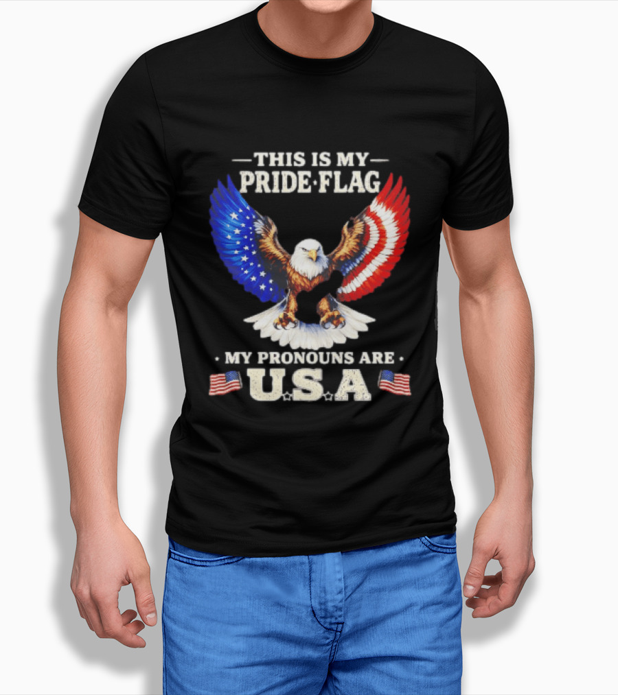 This Is My Pride Flag American Eagle My Pronouns Are USA T-Shirt