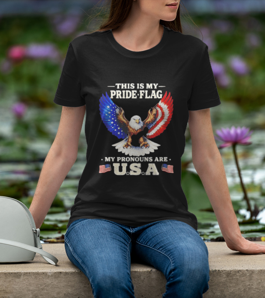 This Is My Pride Flag American Eagle My Pronouns Are USA T-Shirt