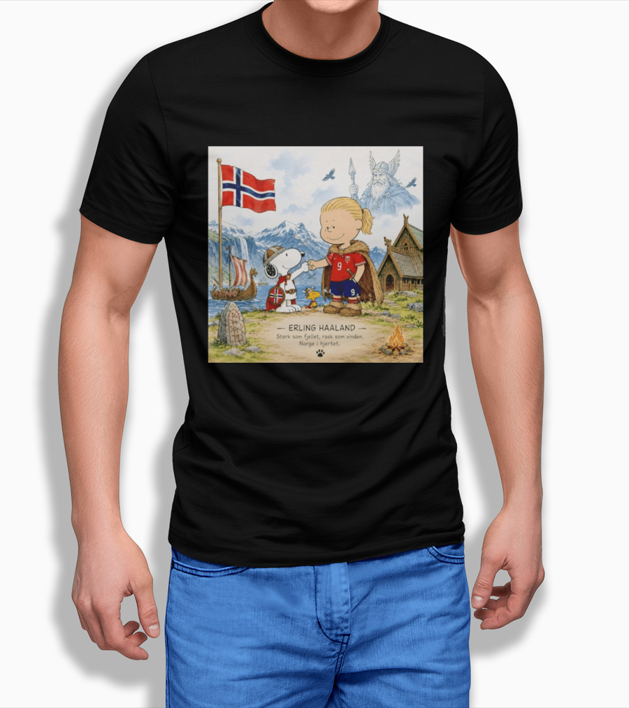 Norway Erling Haaland Snoopy Viking Norsk Sterk Som Fjellet Rask Som Vinden Norge I Hjertet T-Shirt